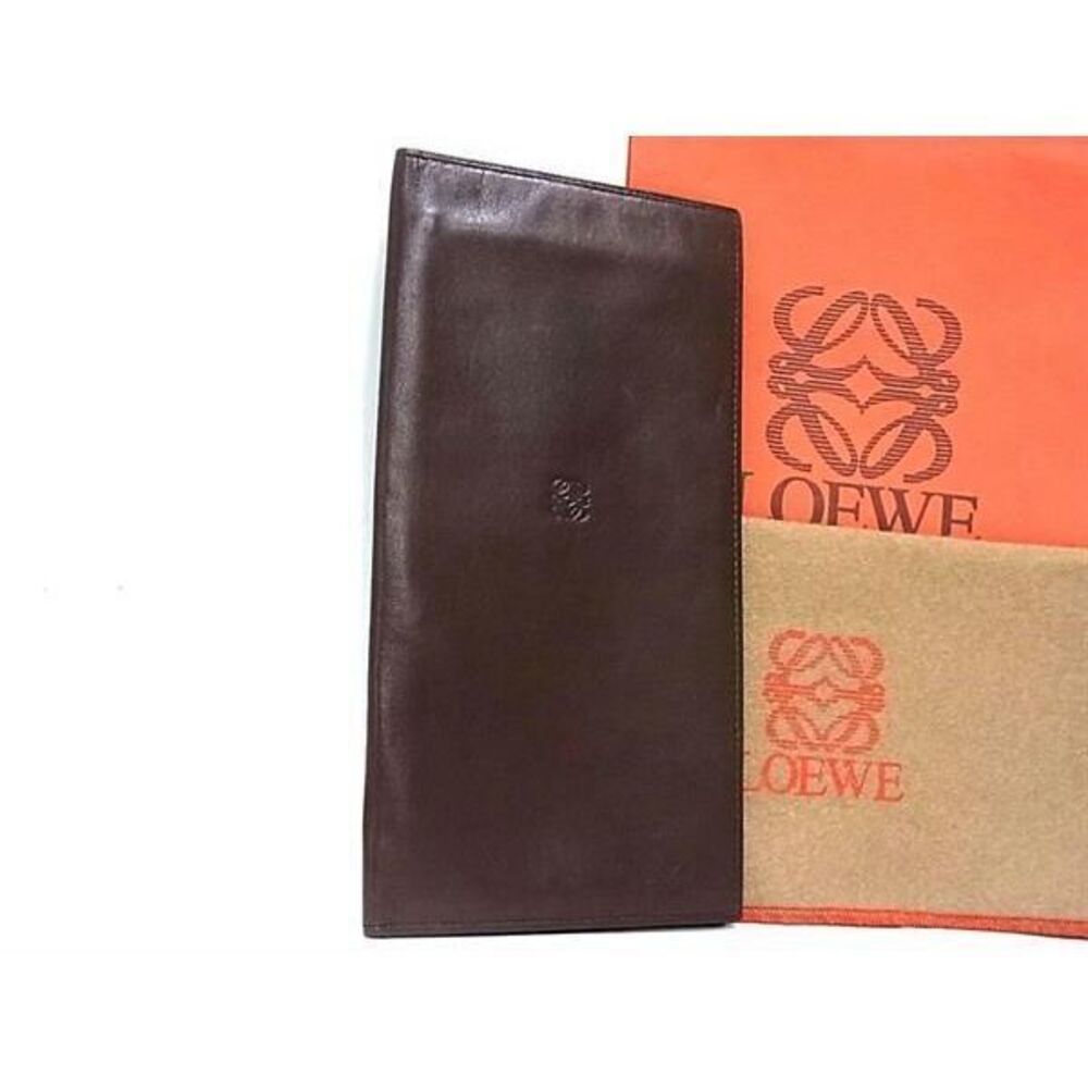 LOEWE Anagram Nappa Leather Bi fold Wallet Billfold Brown
